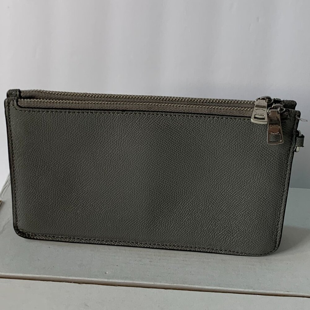 Coach  Double Zip Wristlet – Gray Crossgrain Leather - Picture 5 of 14